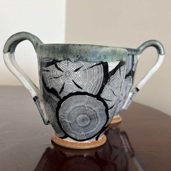 Pottery Nature Inspired Wood Grain 2 Coffee / Tea Mugs - Picture 6 of 14